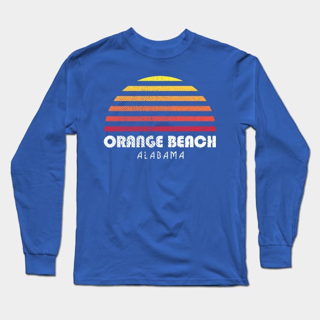 Orange Beach Alabama Retro Vintage Style Distressed Sunset Long Sleeve T-Shirt by PodDesignShop